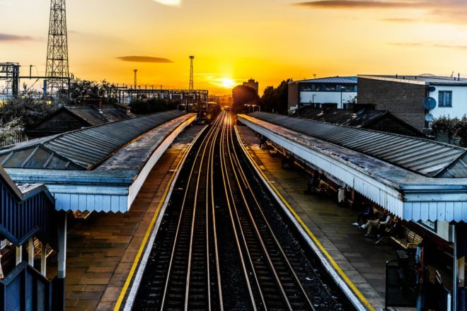 train tracks leading to horizon